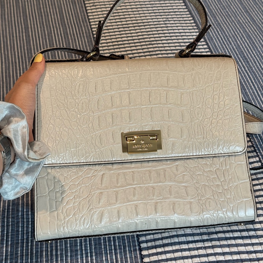 NWOT Kate Spade Crocodile Leather Cream Handbag